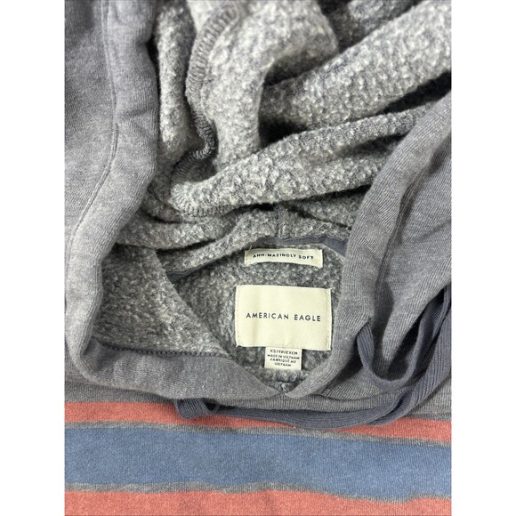 American Eagle Rainbow Stripe Hooded Pullover‎ Sweatshirt Jacket Hoodie Womens M - Picture 4 of 6